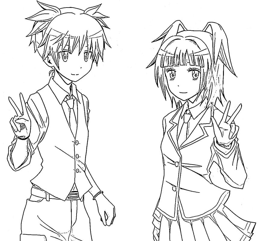 Coloriage Nagisa Shiota et Kaede Kayano de Assassination Classroom
