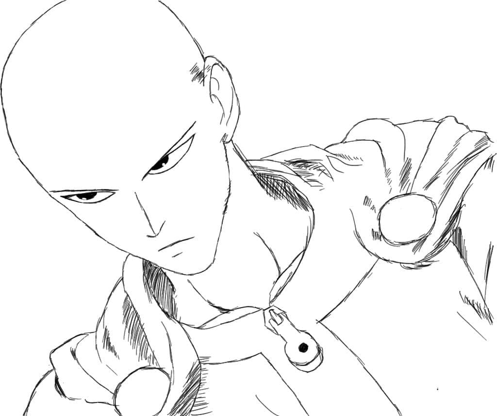 Coloriage Portrait De Saitama