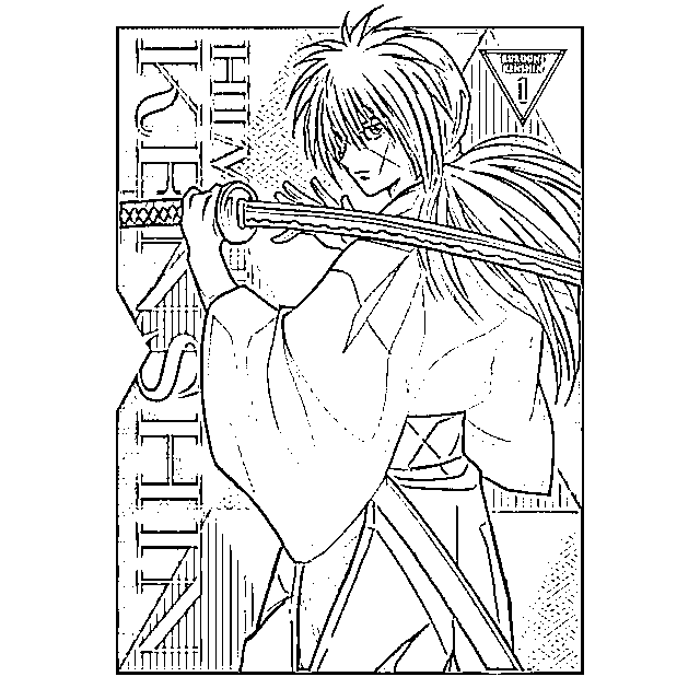 Coloriage Rurouni Kenshin avec l'épée