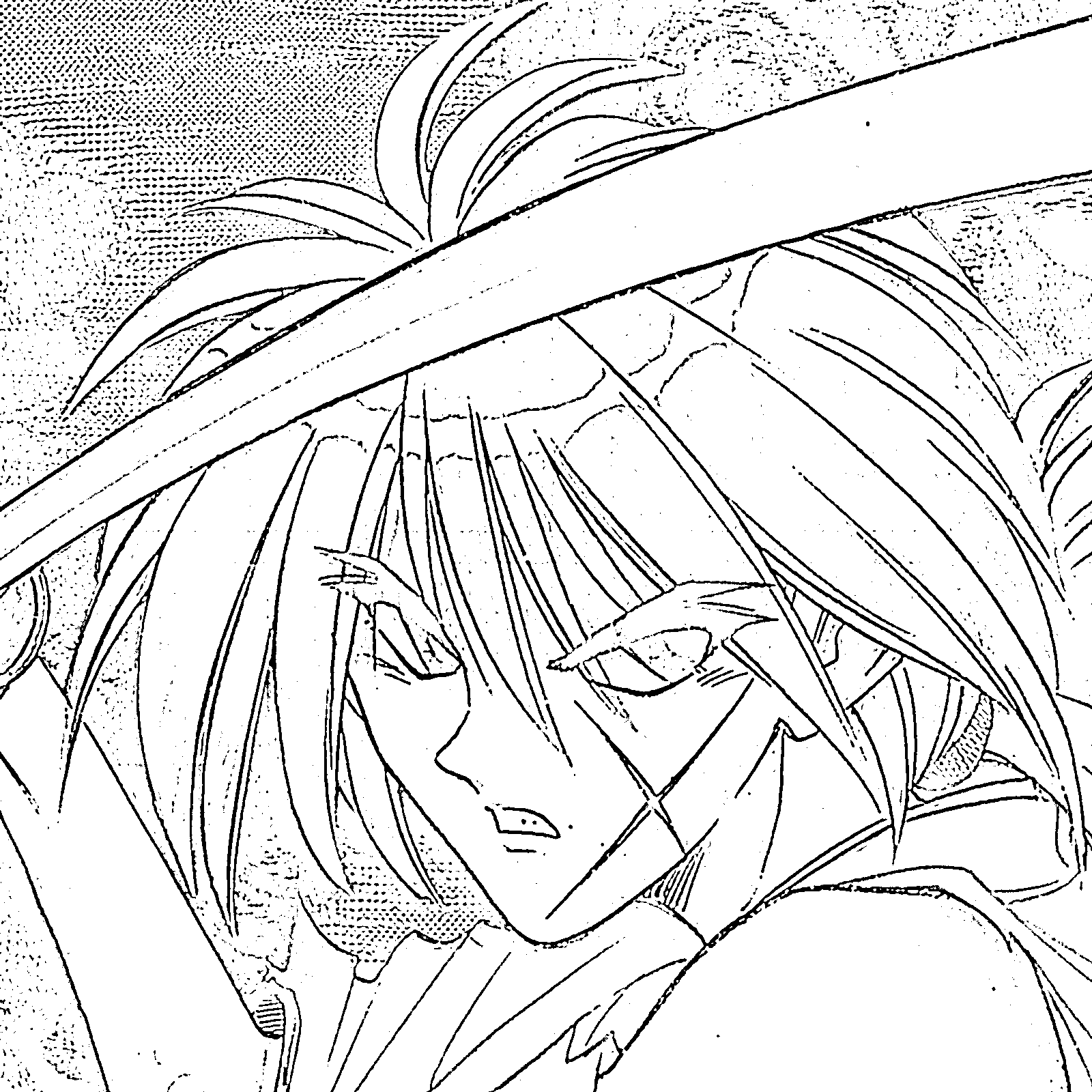 Coloriage Rurouni Kenshin lutte