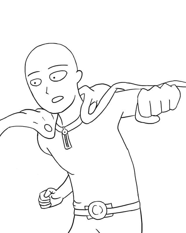 Coloriage Simple Saitama