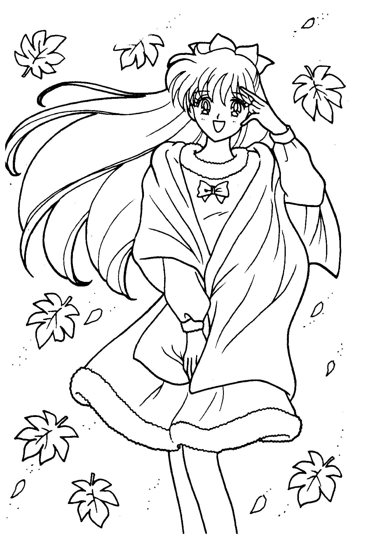 Coloriage Minako Aino est heureux