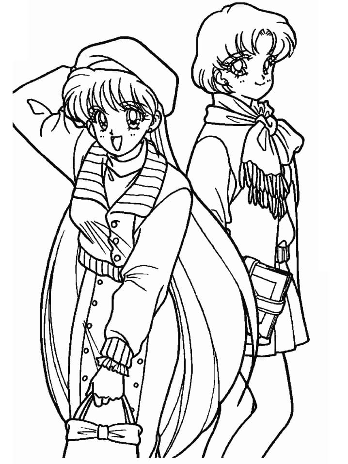 Coloriage Minako Aino et Mizuno Ami