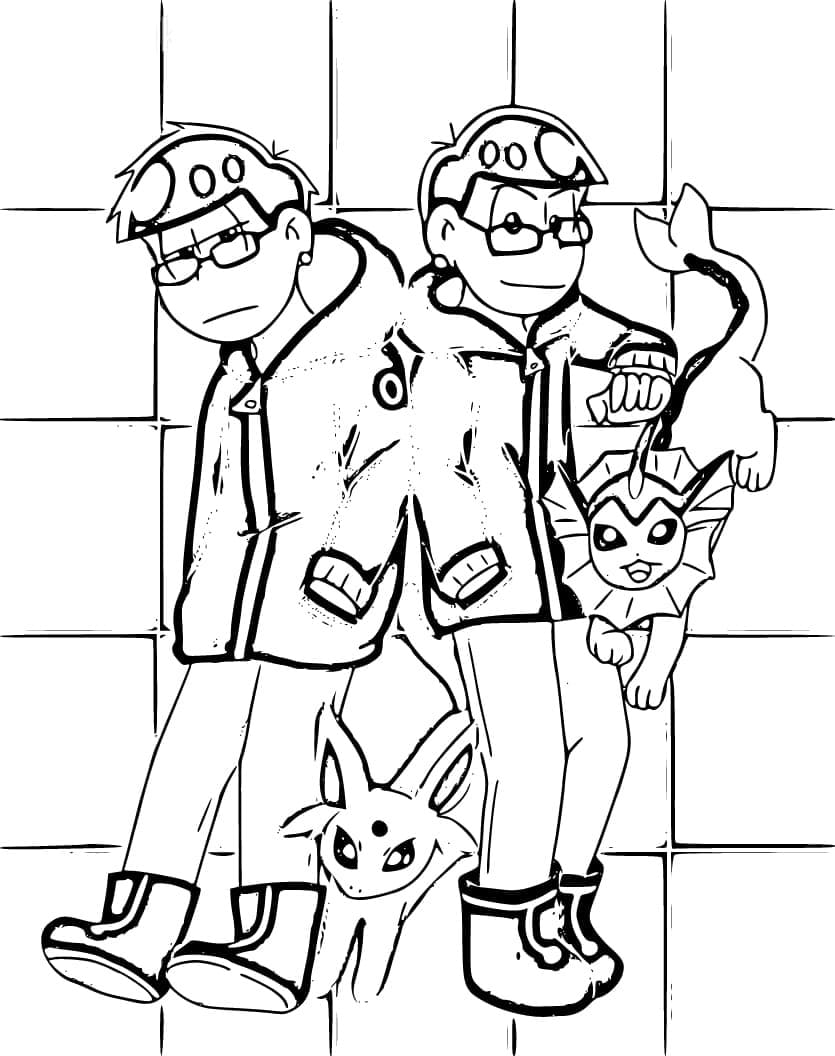 Coloriage Osomatsu-san avec Pokemon