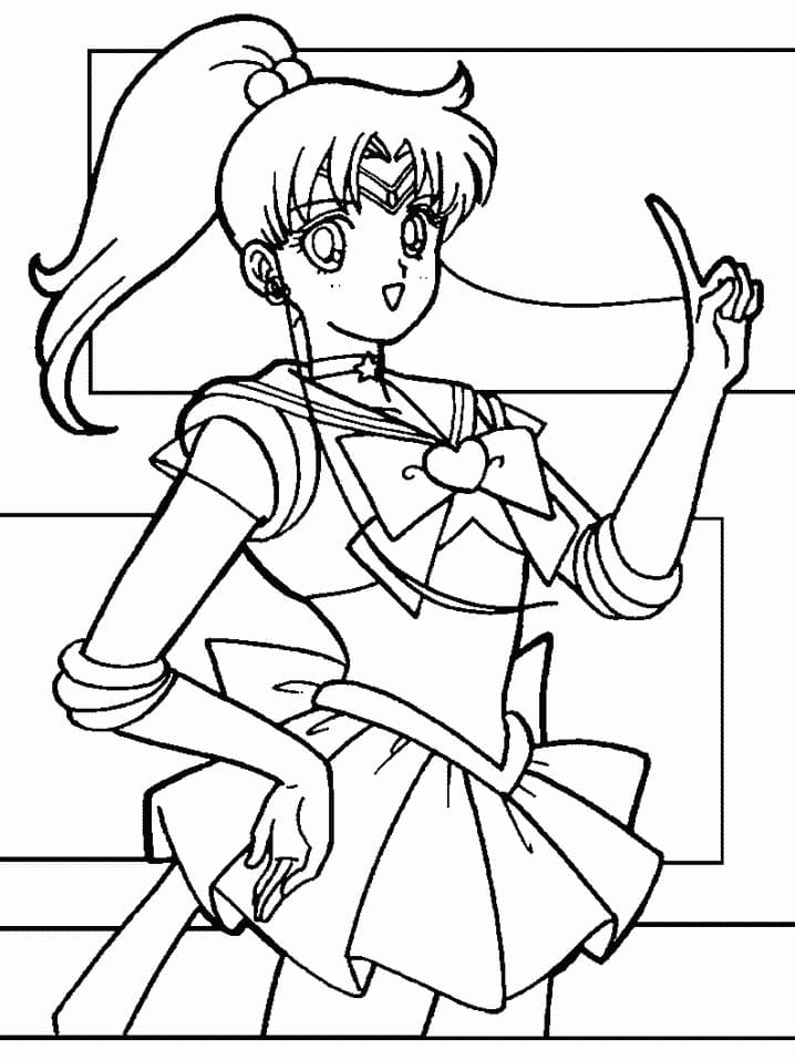 Coloriage Sailor Jupiter heureux