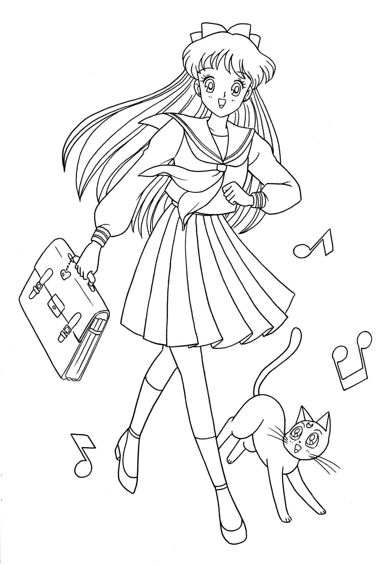 Coloriage Souriante Minako Aino