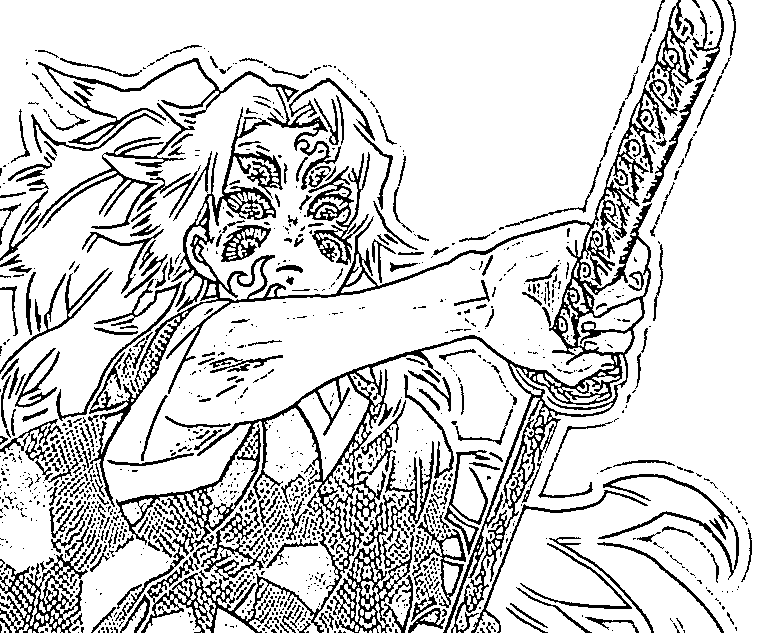 Coloriage Kokushibo attaque