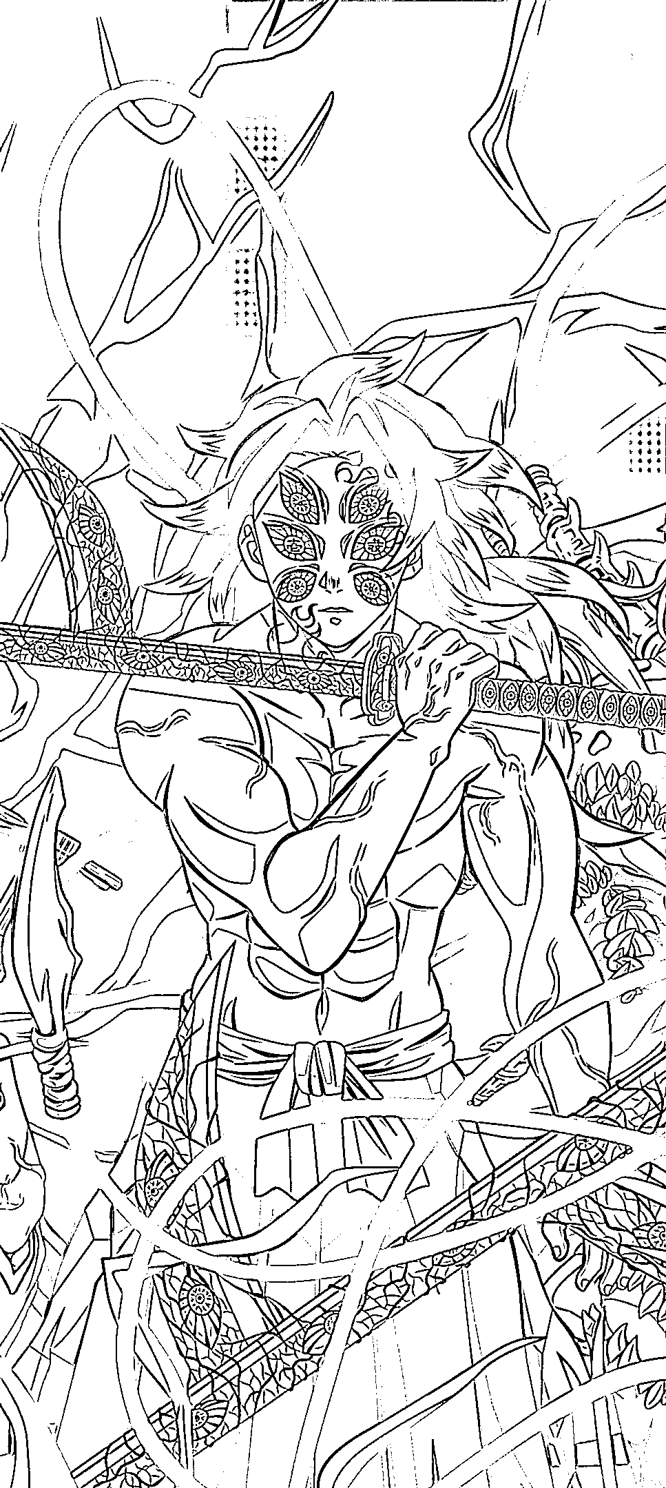 Coloriage Kokushibo avec katana