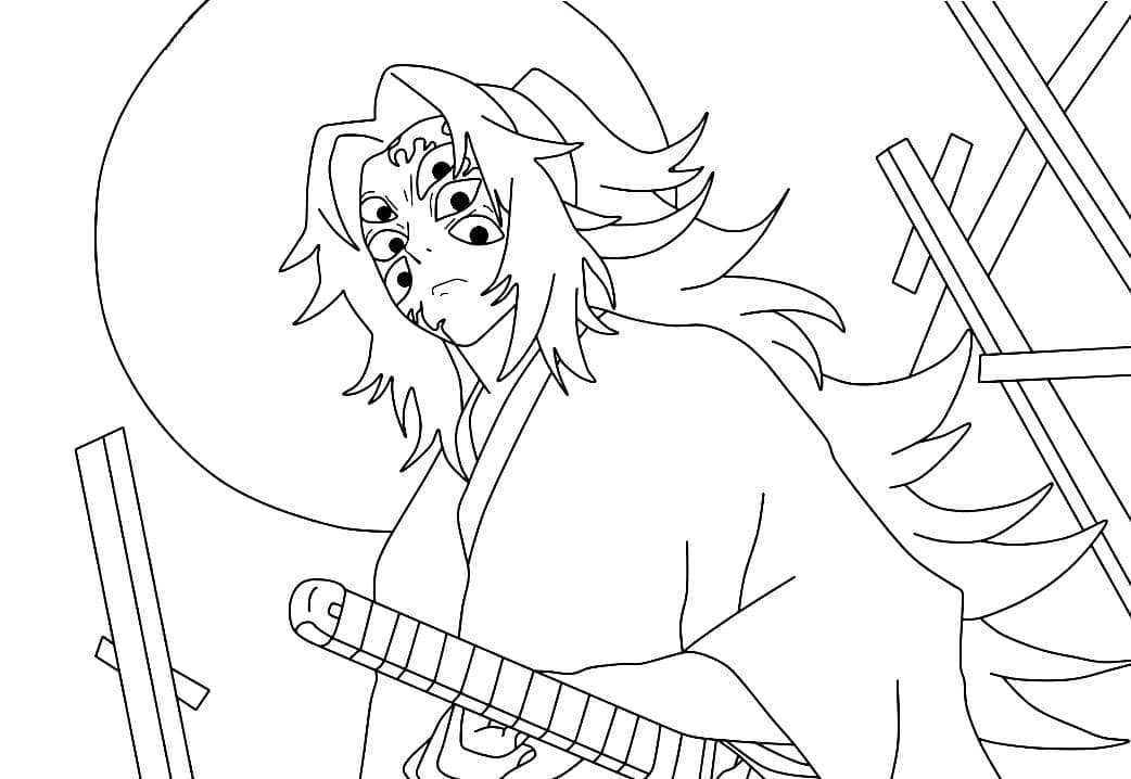 Coloriage Kokushibo dans Anime Demon Slayer