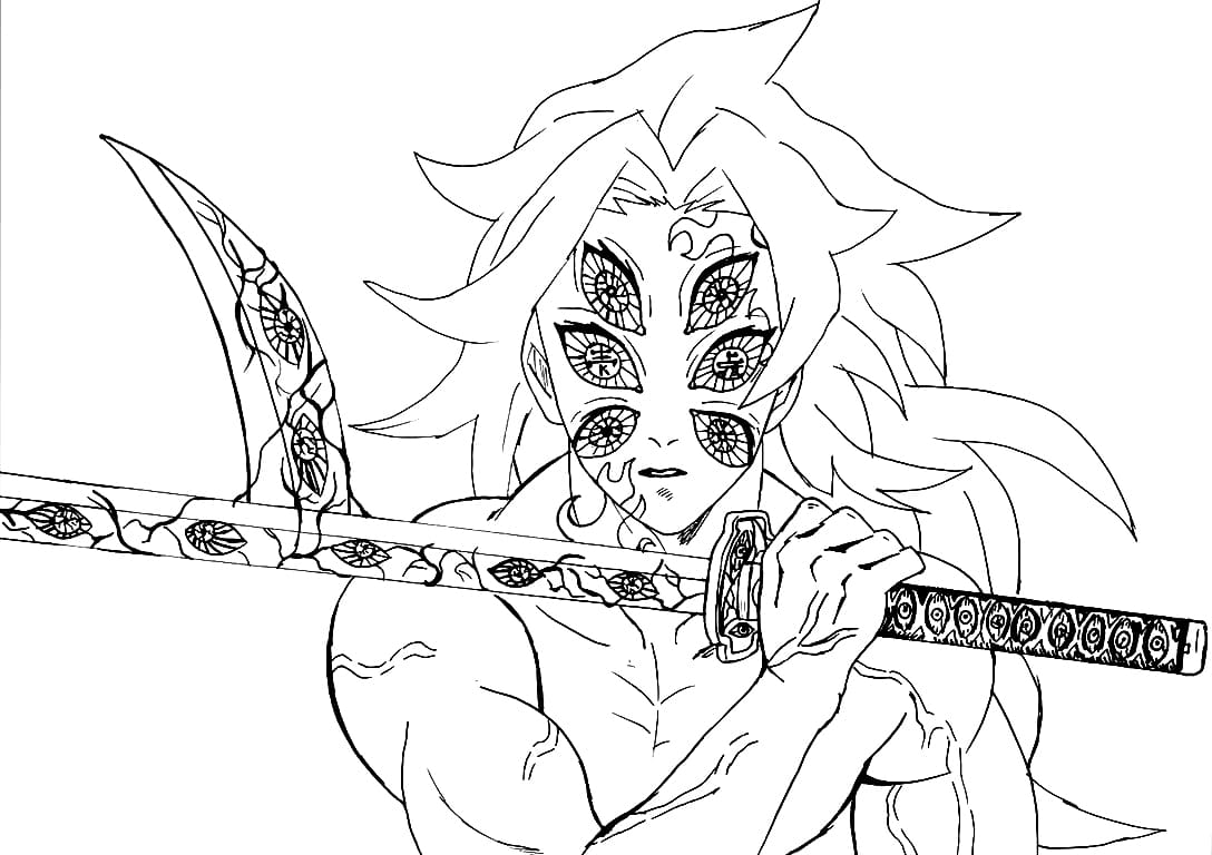 Coloriage Kokushibo de Anime Demon Slayer