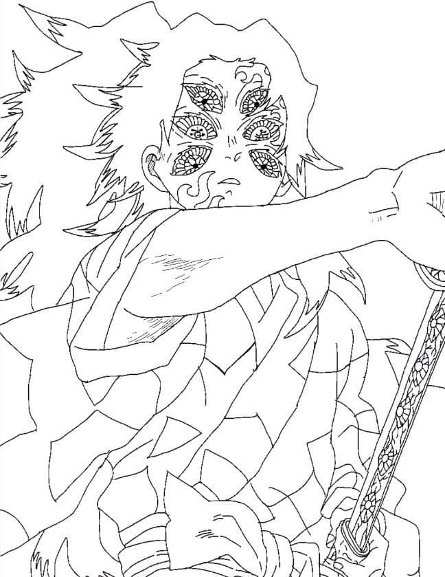 Coloriage Kokushibo de Demon Slayer