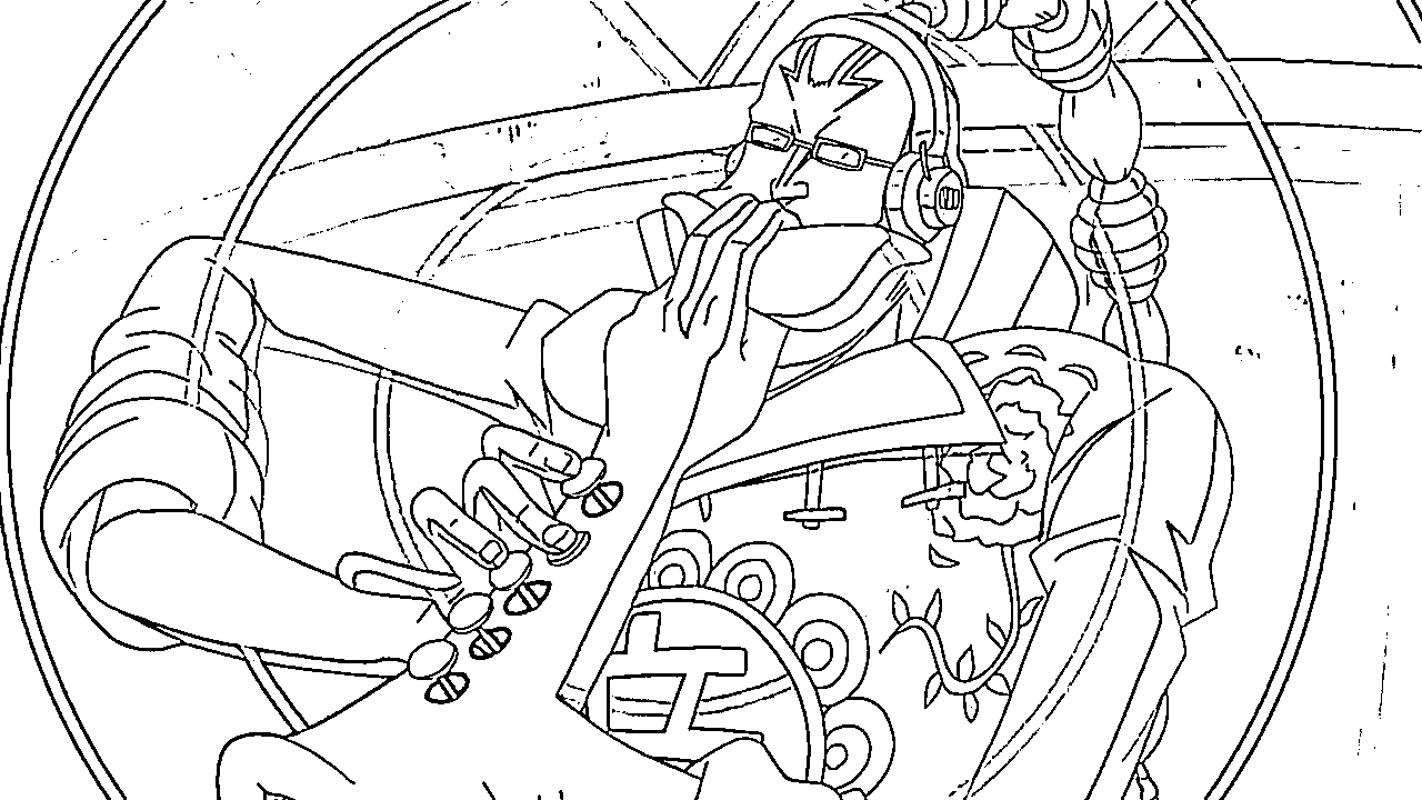 Coloriage Scratchmen Apoo jouant de la trompette