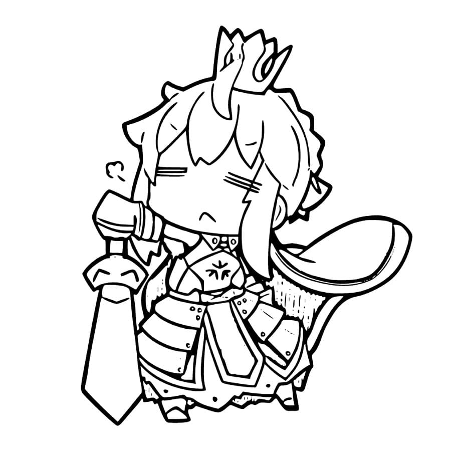 Coloriage Chibi drôle Saber