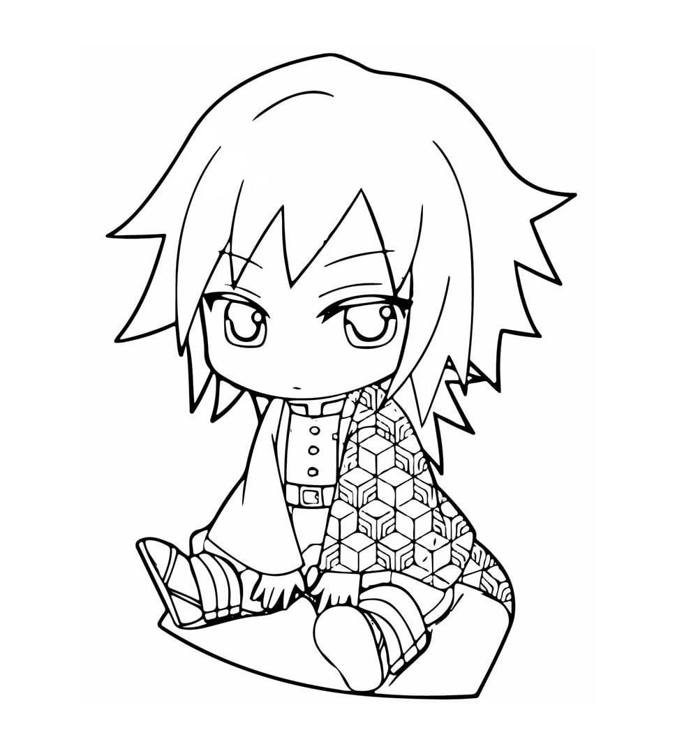 Coloriage Chibi Giyu Tomioka