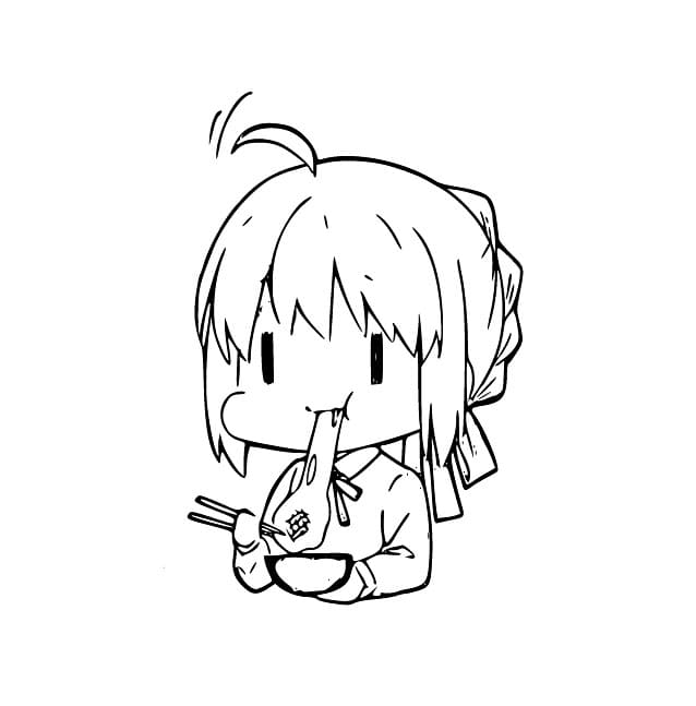 Coloriage Chibi mignon Saber