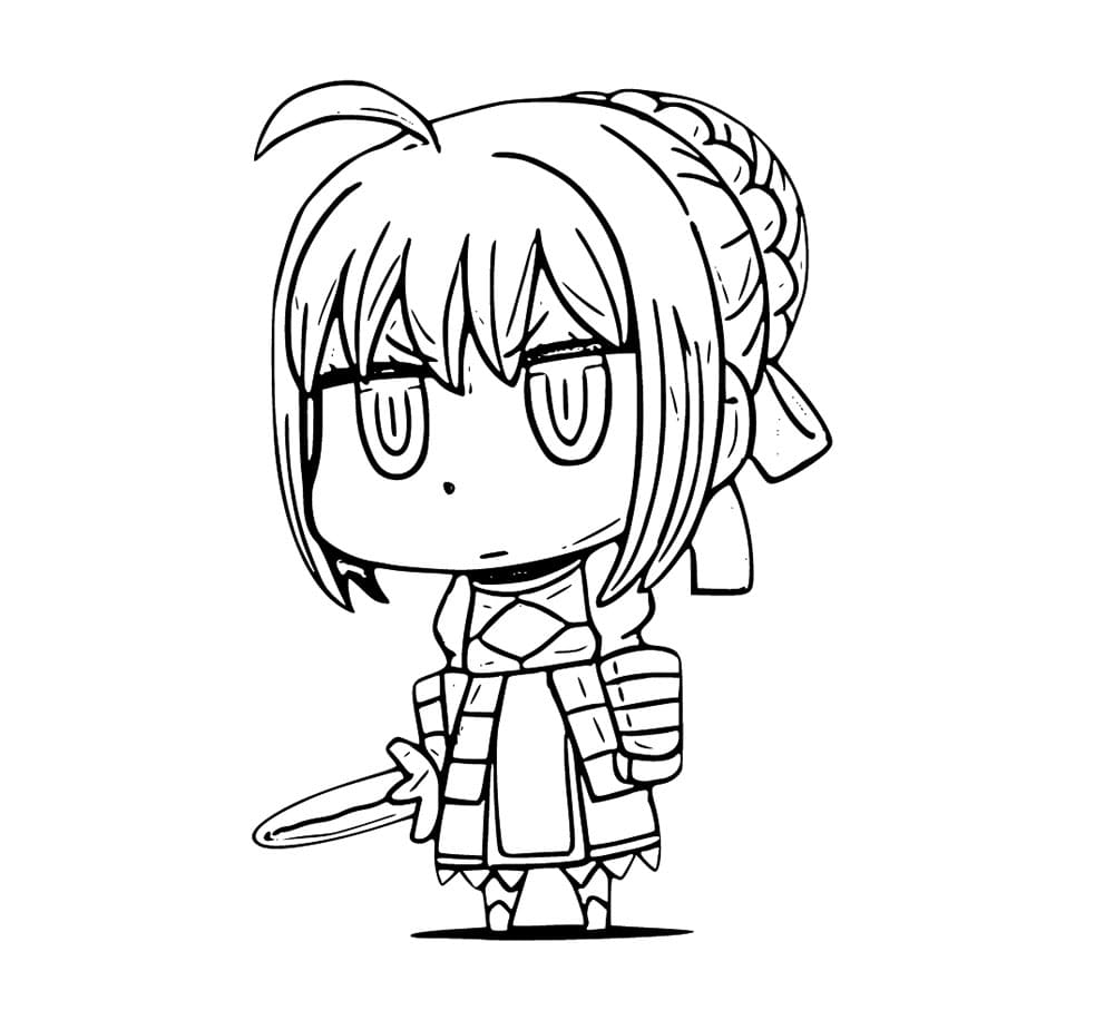 Coloriage Chibi Saber