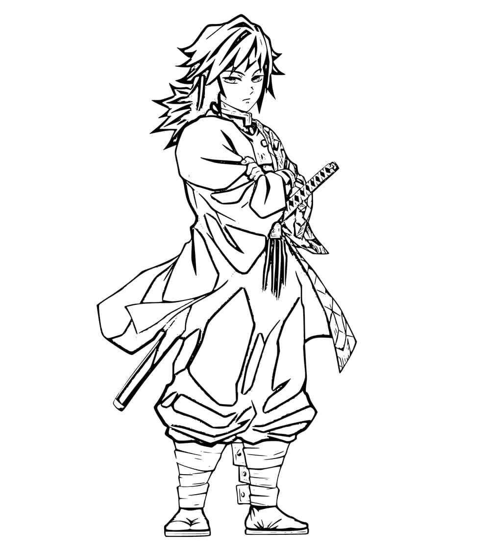 Coloriage Giyu Tomioka debout