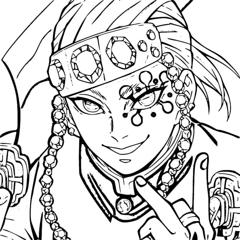 Coloriage Image souriante de Tengen Uzui