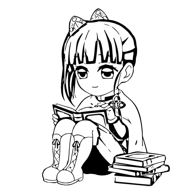 Coloriage Kanao Tsuyuri lit un livre