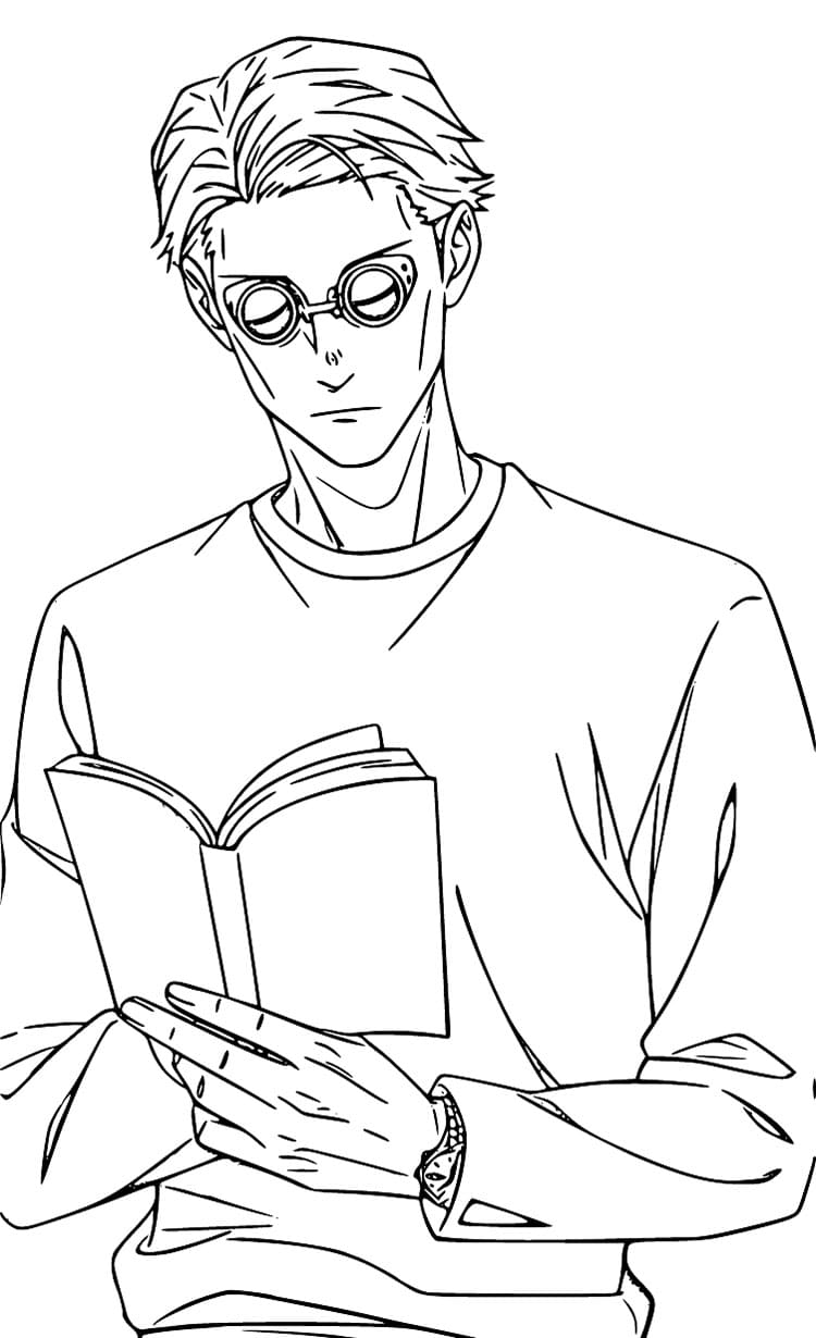 Coloriage Kento Nanami lit un livre