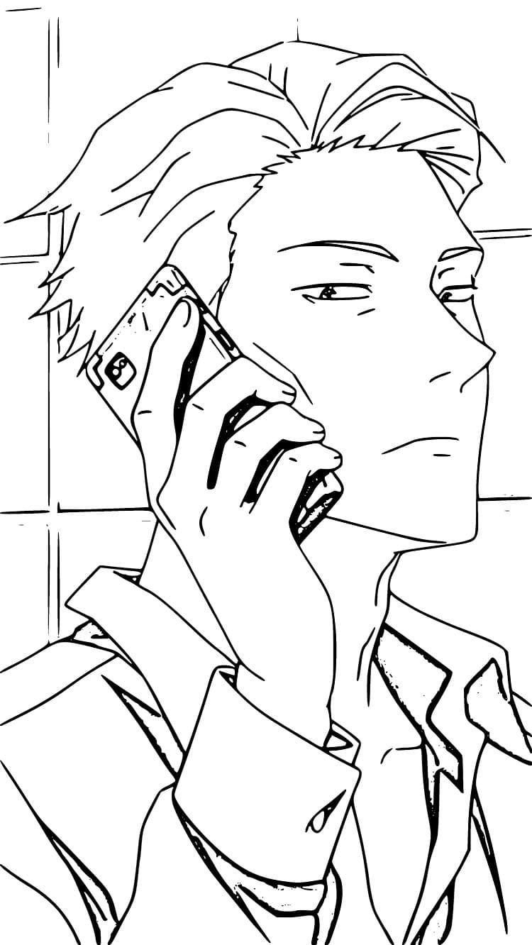 Coloriage Kento Nanami prends le téléphone