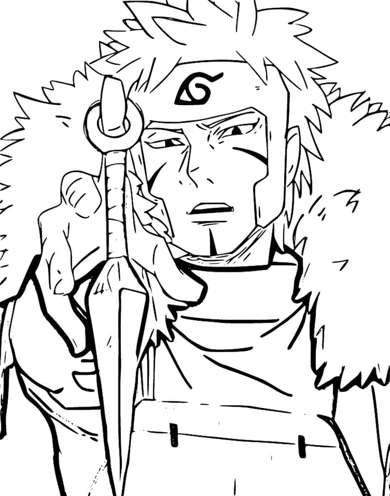 Coloriage Tobirama Senju et son Kunai