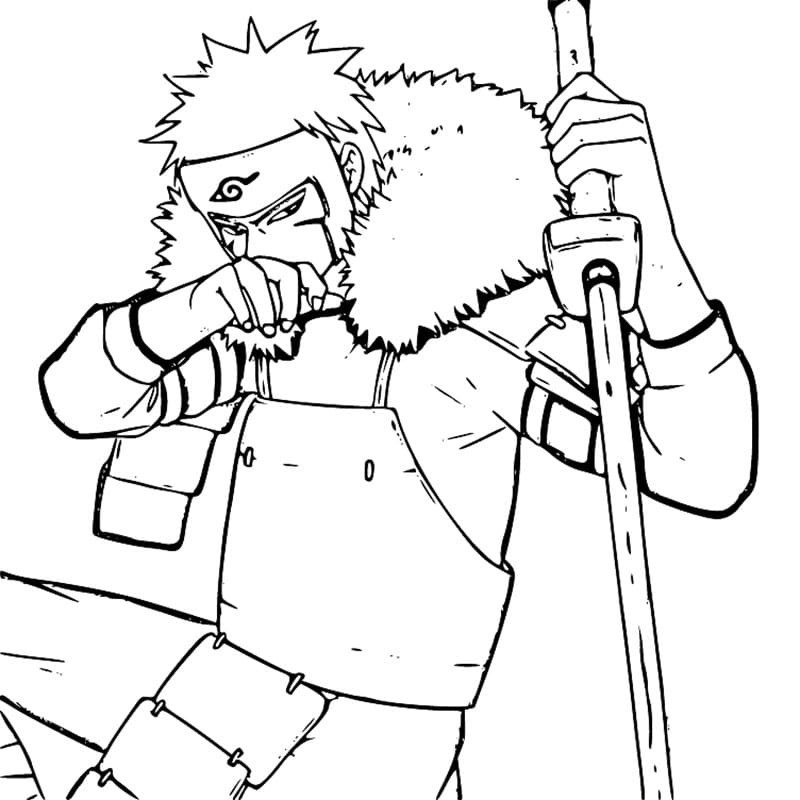 Coloriage Tobirama Senju tenant l'épée