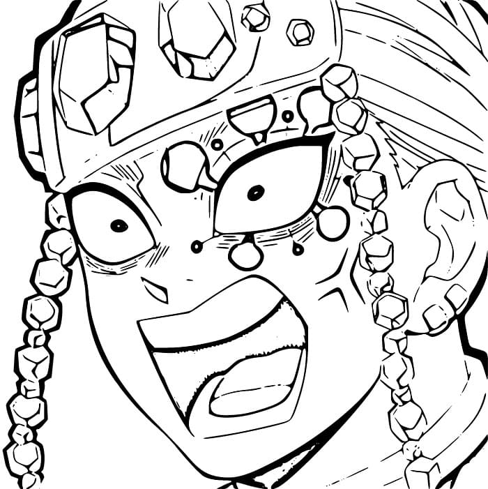 Coloriage Visage en colère de Tengen Uzui