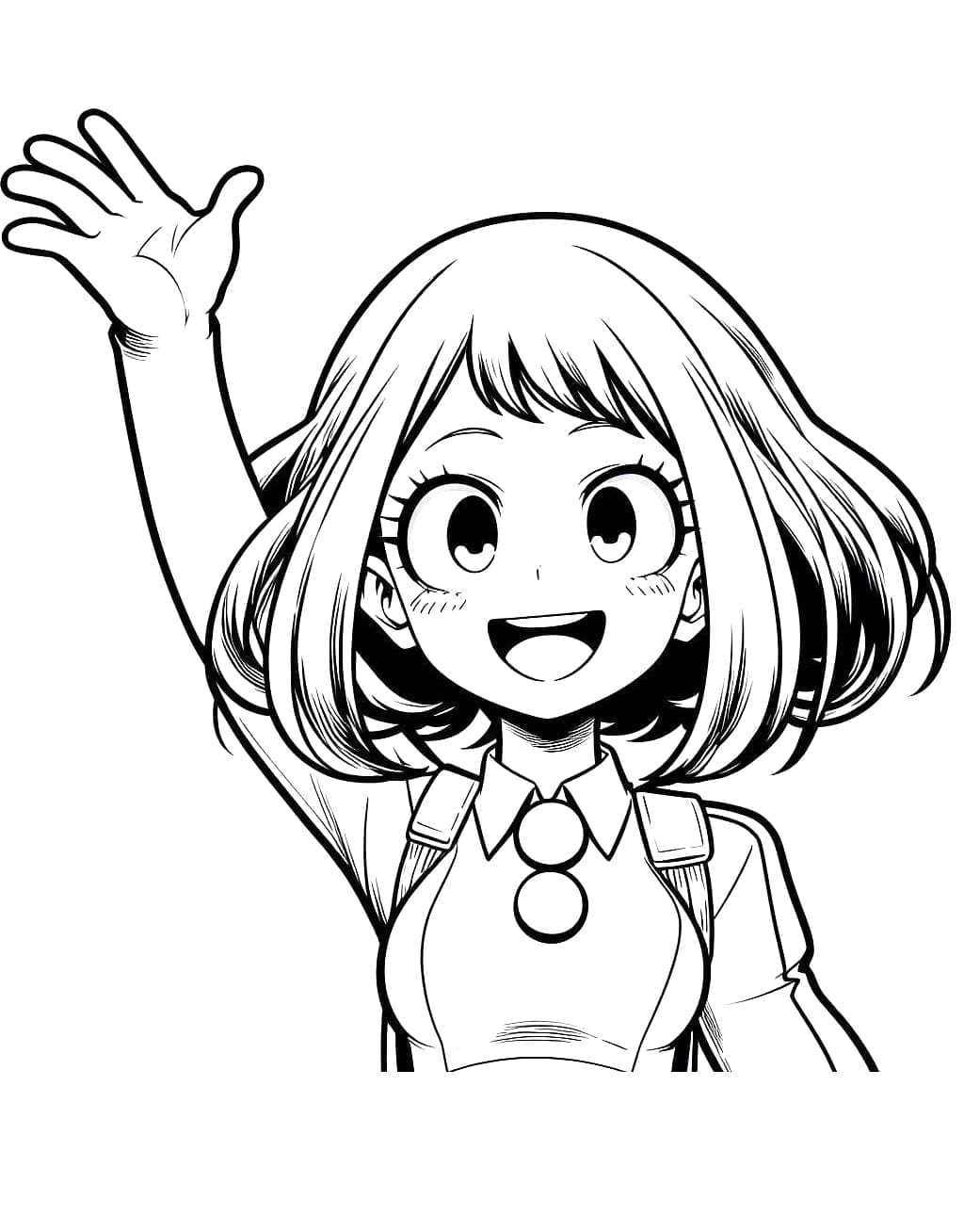 Coloriage Amical Ochaco Uraraka