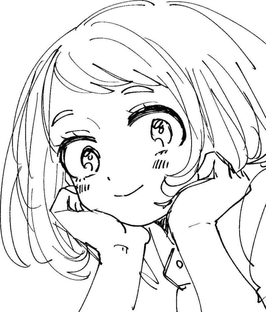 Coloriage Kawaii Ochaco Uraraka