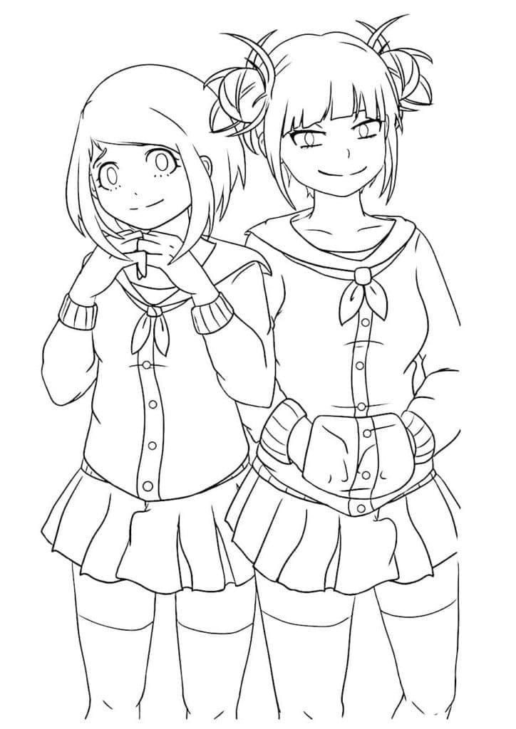 Coloriage Ochaco Uraraka et Himiko Toga