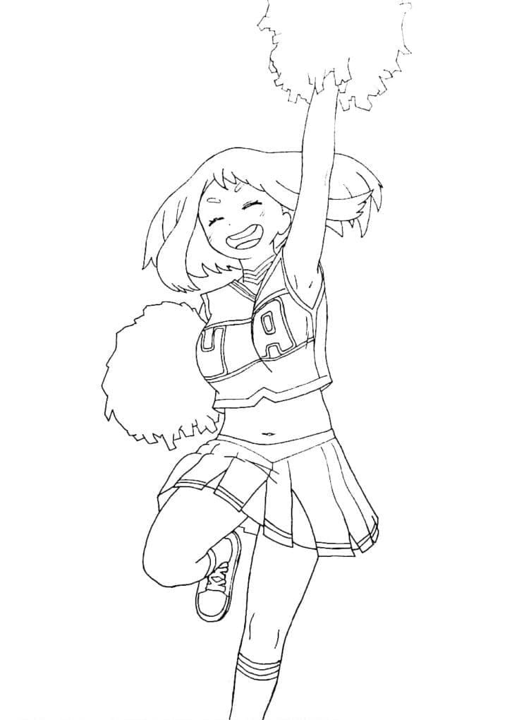 Coloriage Ochaco Uraraka Pom-Pom Girl