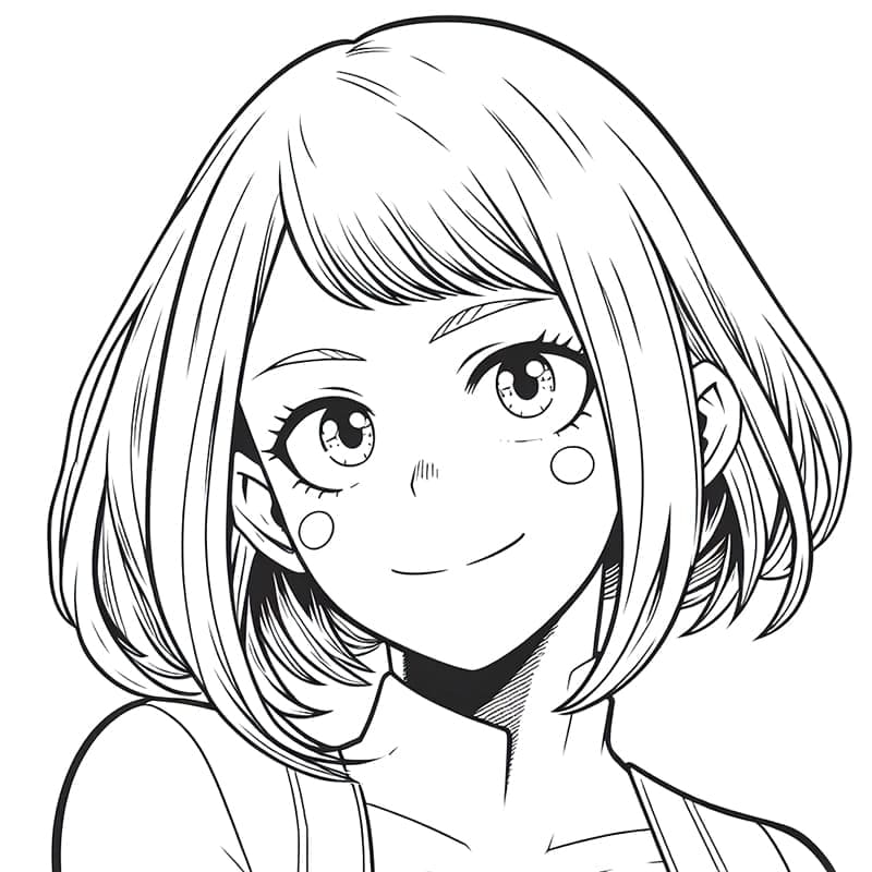 Coloriage Ochaco Uraraka sourit