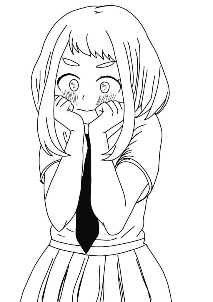 Coloriage Timide Ochaco Uraraka