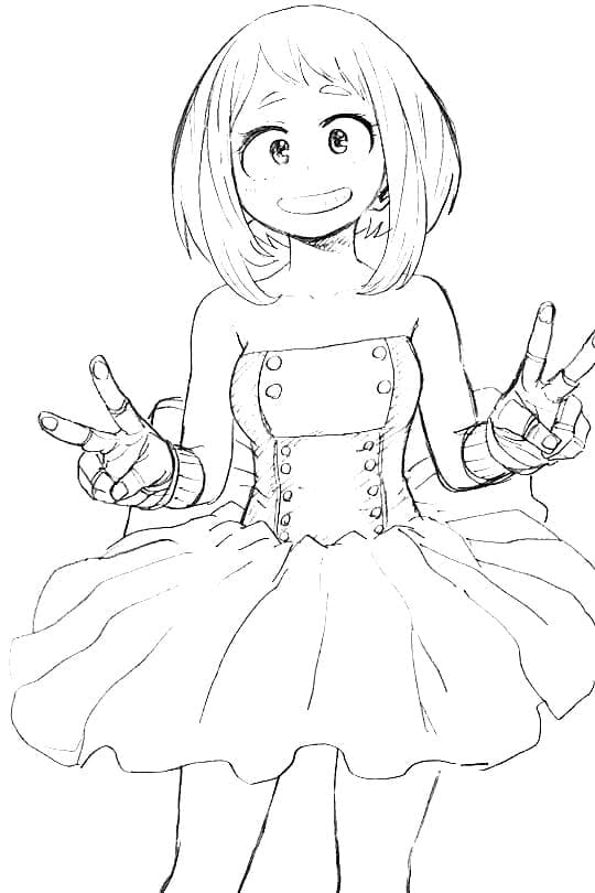 Coloriage Uraraka très mignon