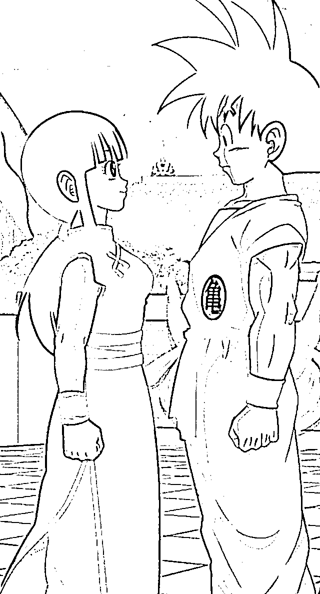 Coloriage Chi-Chi et Goku