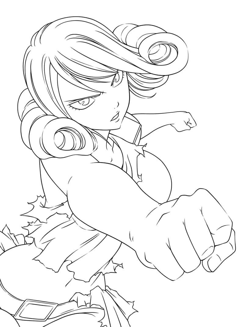 Coloriage Coup de poing de Juvia Lockser
