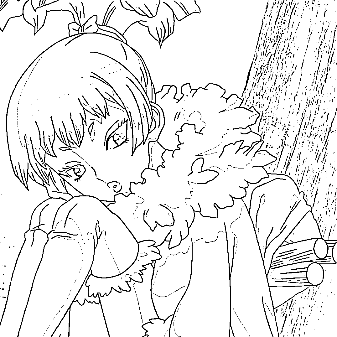 Coloriage Homura Momiji sur l'arbre