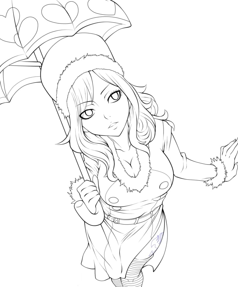Coloriage Juvia Lockser tenant un parapluie