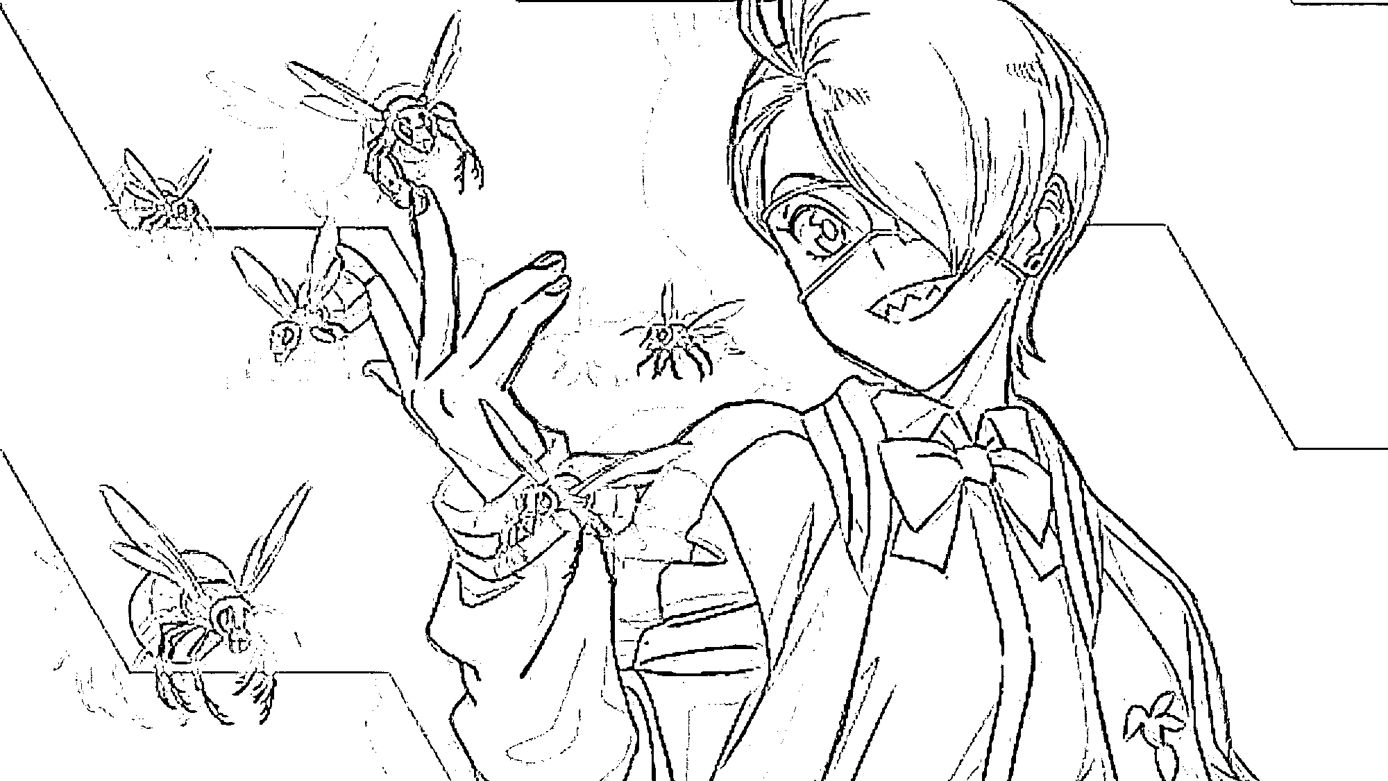Coloriage Kuin Hachisuka et l'abeille
