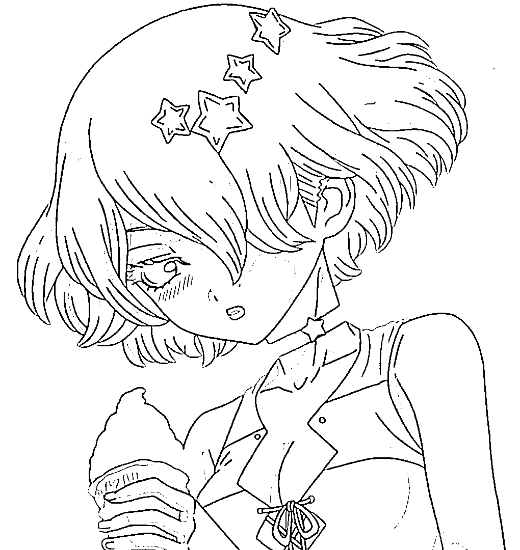 Coloriage Luna Wright mange de la glace