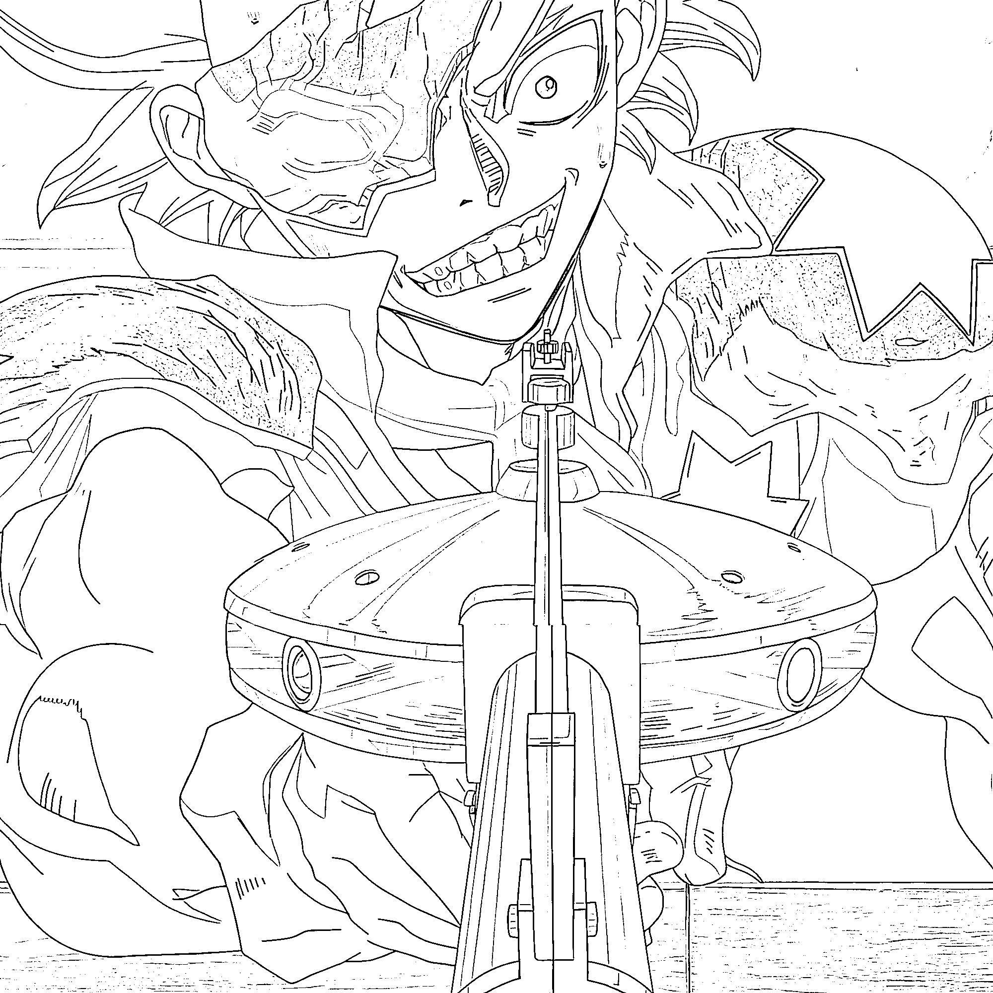 Coloriage Yo Uei avec une arme