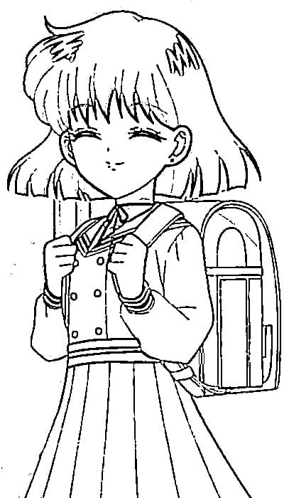 Coloriage Hotaru Tomoé heureux