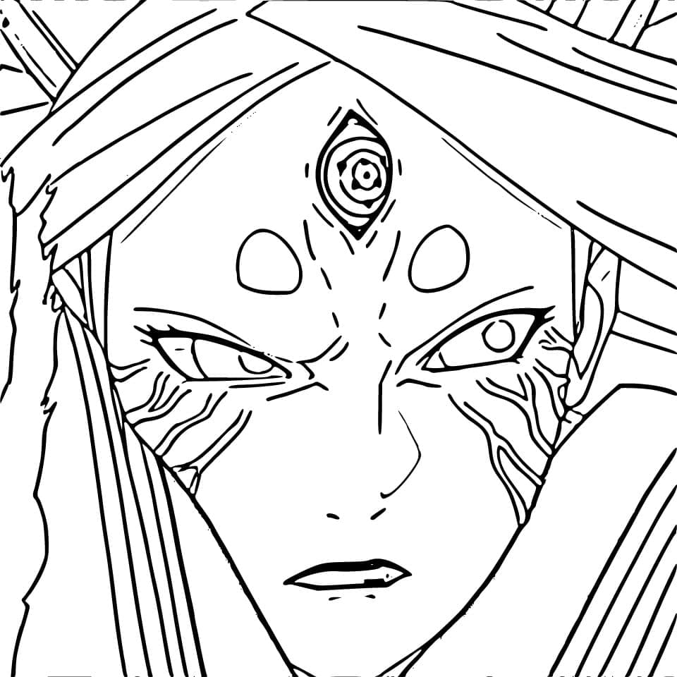 Coloriage Kaguya Ōtsutsuki en colère