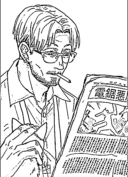 Coloriage Kishibe lire le journal