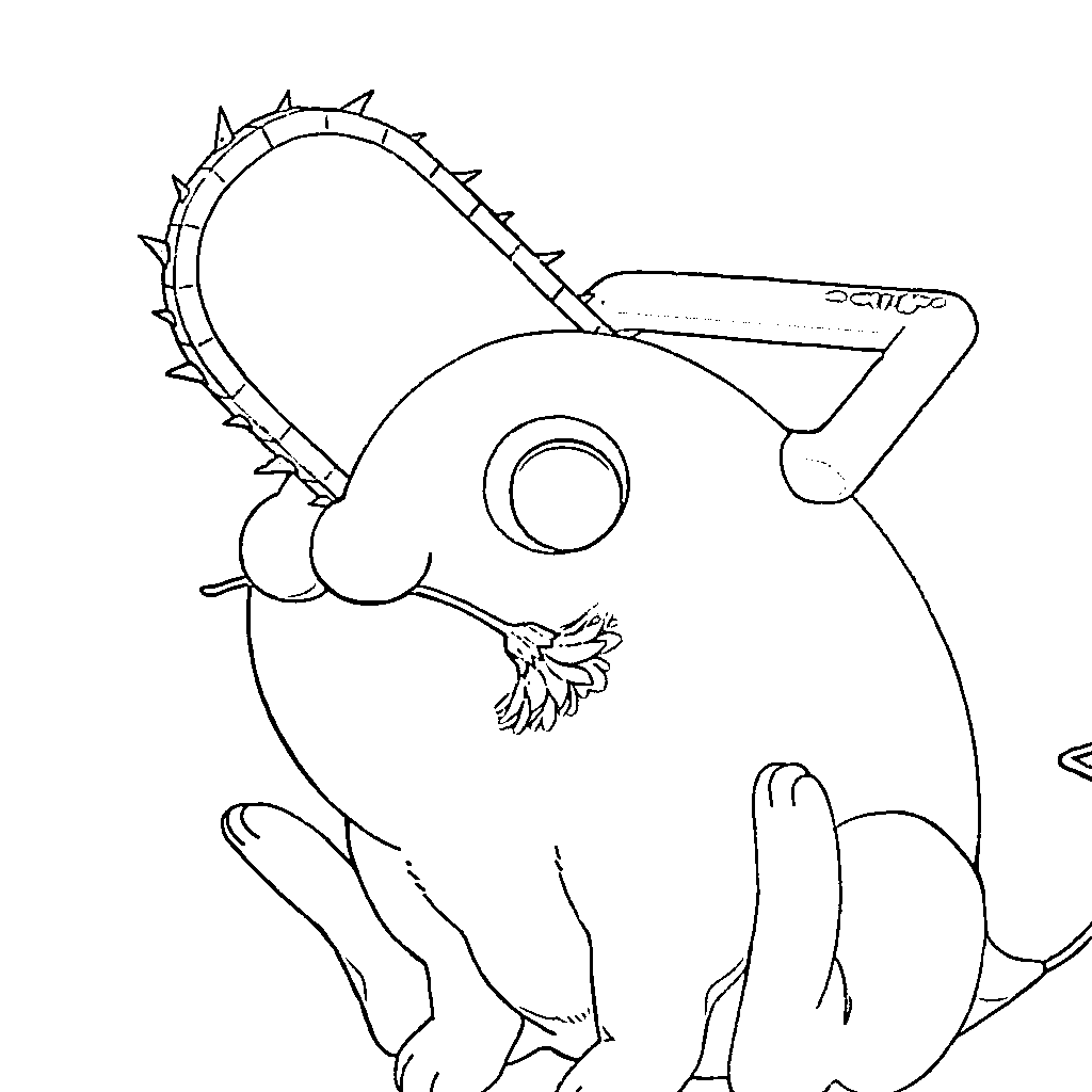 Coloriage Pochita avec fleur