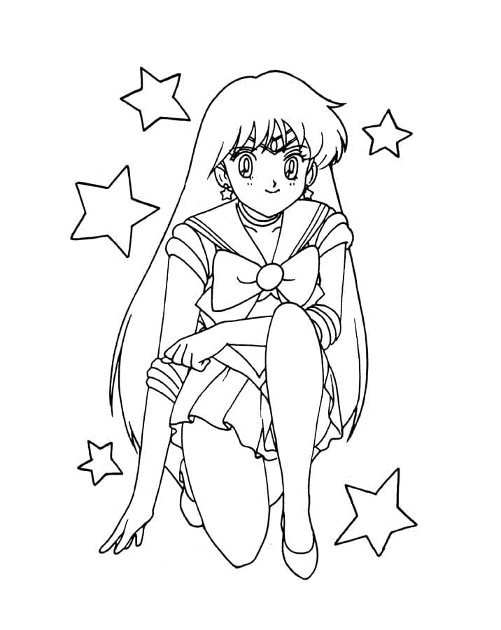 Coloriage Rei Hino assis