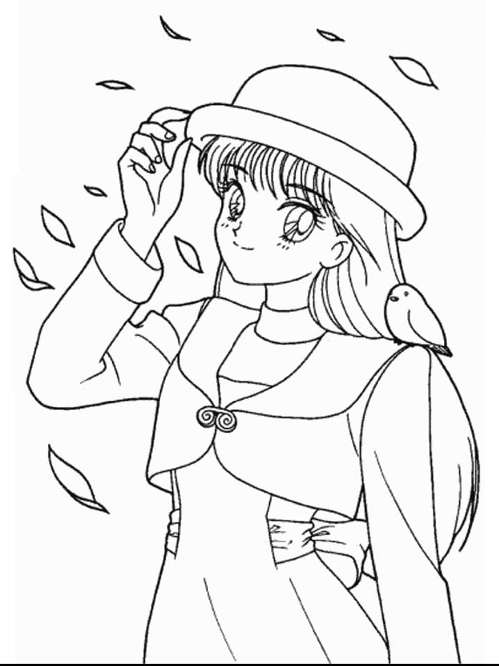 Coloriage Rei Hino en automne