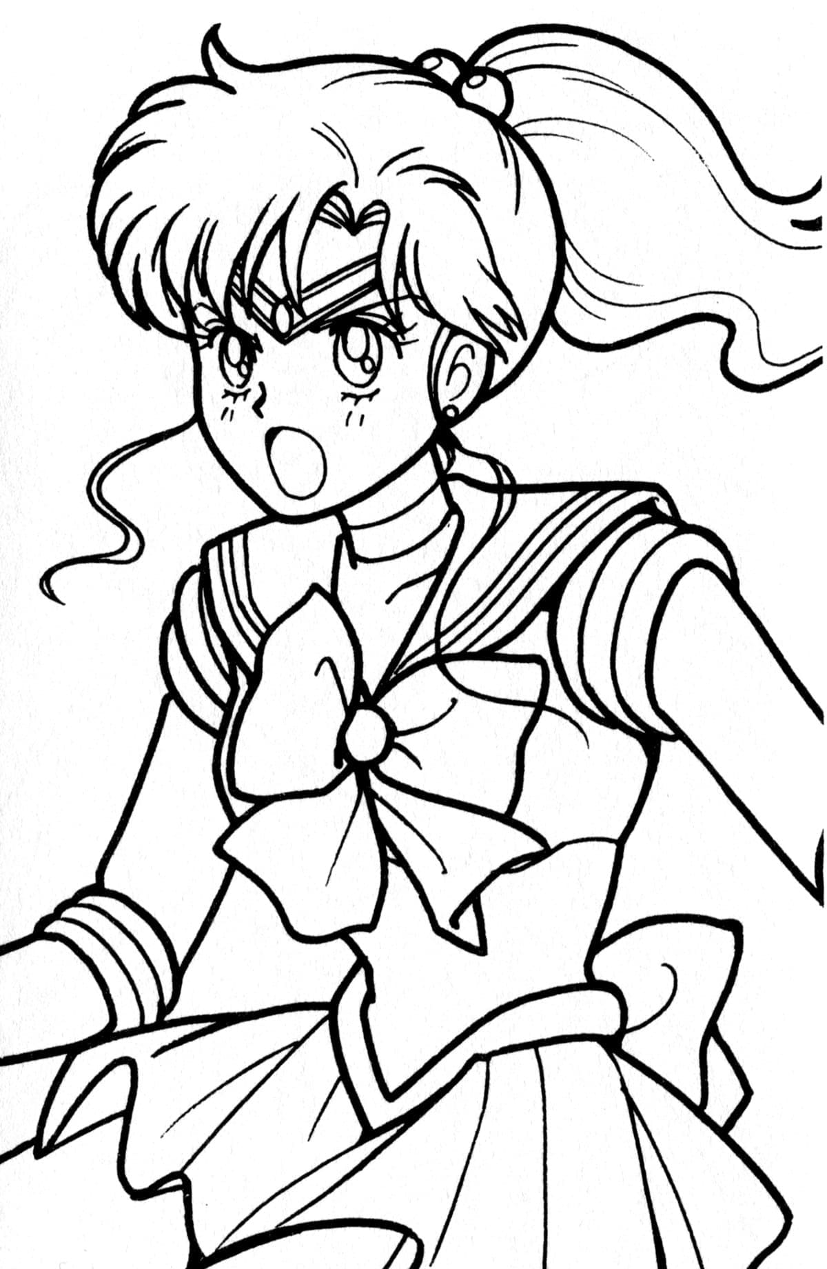 Coloriage Sailor Jupiter en colère