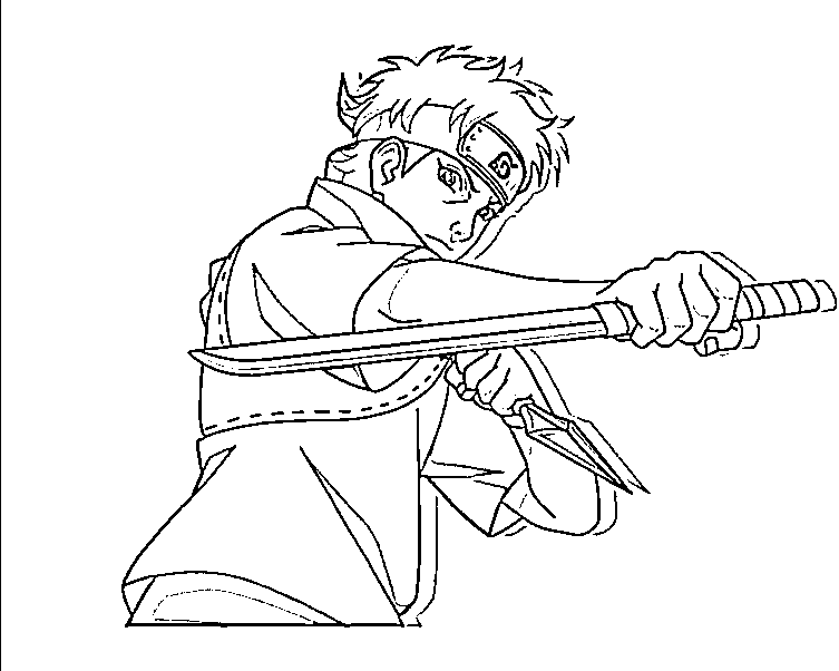 Coloriage Shisui Uchiha avec katana